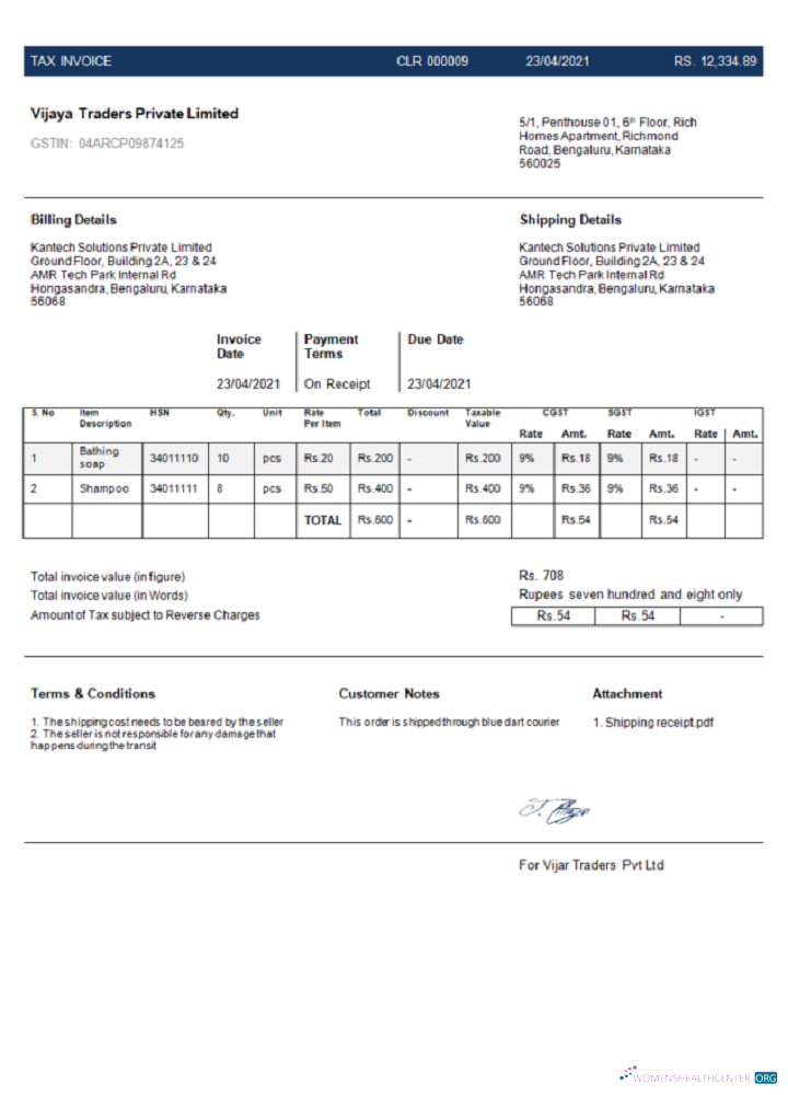 Download India Vijaya Traders Private Limited Company invoice Photoshop template